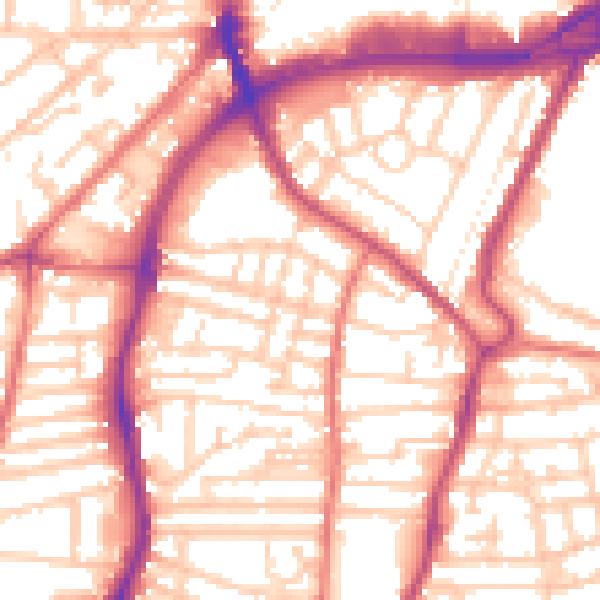 Daytime road noise heatmap for CH42 0JD