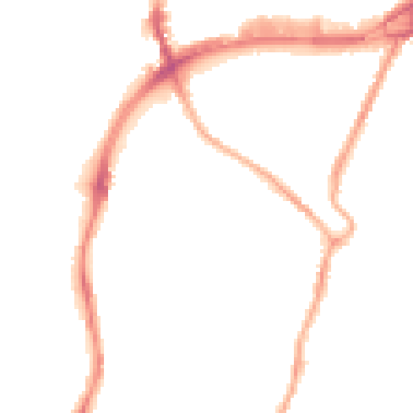 Night-time road noise heatmap for CH42 0JD