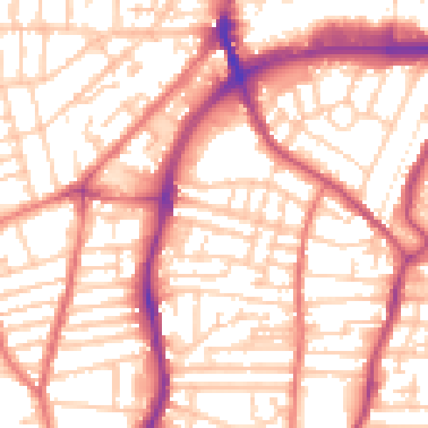 Daytime road noise heatmap for CH42 0JE