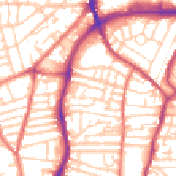 Daytime road noise heatmap for CH42 0JQ