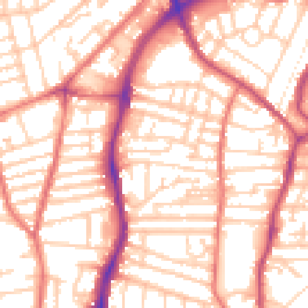 Daytime road noise heatmap for CH42 0JT