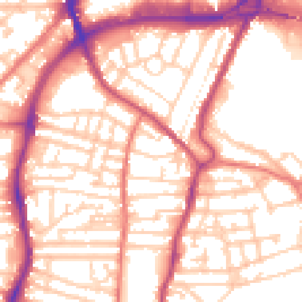 Daytime road noise heatmap for CH42 0LA