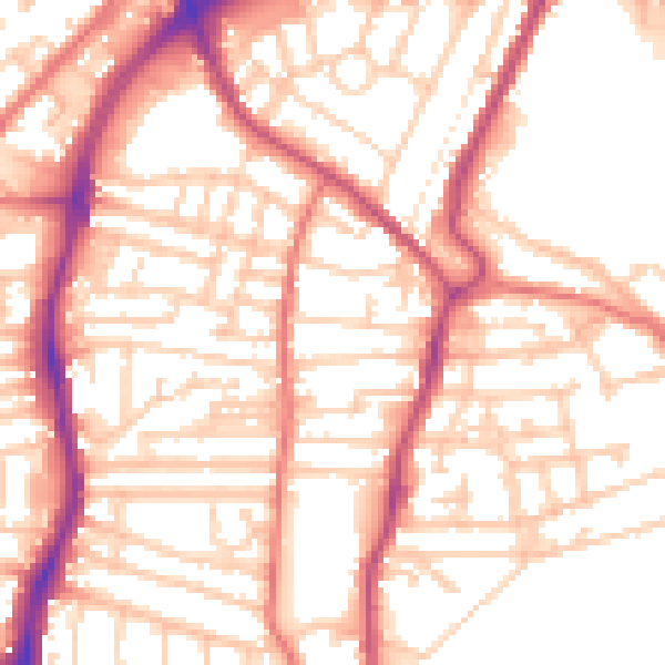 Daytime road noise heatmap for CH42 0LB