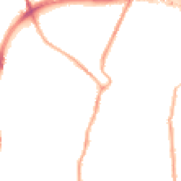 Night-time road noise heatmap for CH42 0NP