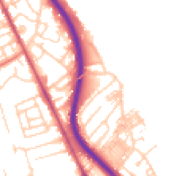 Daytime road noise heatmap for CH42 1AH