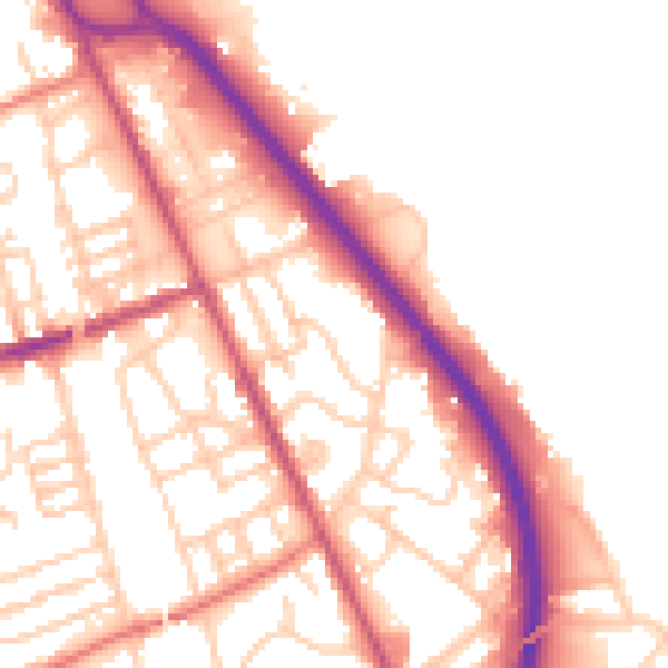 Daytime road noise heatmap for CH42 1NY