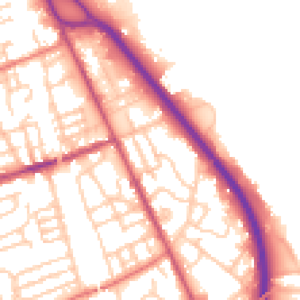 Daytime road noise heatmap for CH42 1NZ
