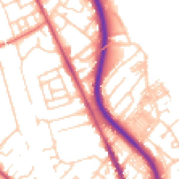 Daytime road noise heatmap for CH42 1PX