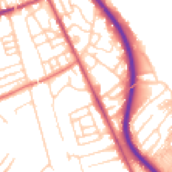Daytime road noise heatmap for CH42 1QB
