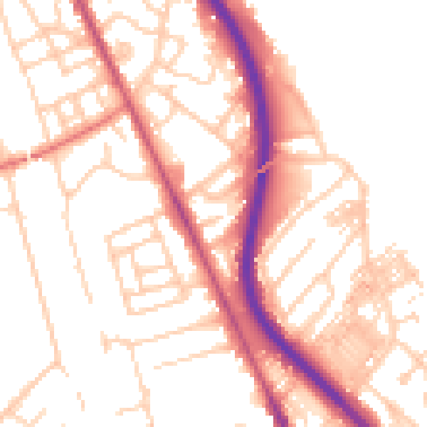 Daytime road noise heatmap for CH42 1QH
