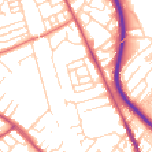 Daytime road noise heatmap for CH42 1QL