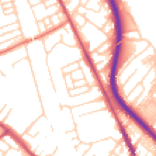 Daytime road noise heatmap for CH42 1QS