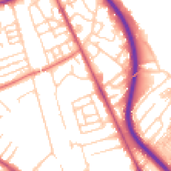 Daytime road noise heatmap for CH42 1QU