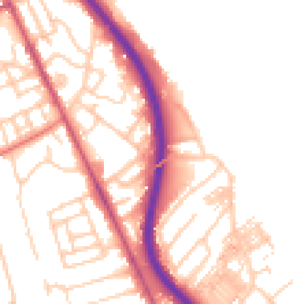 Daytime road noise heatmap for CH42 1RN