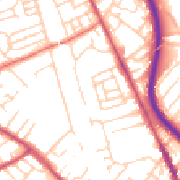 Daytime road noise heatmap for CH42 1RQ