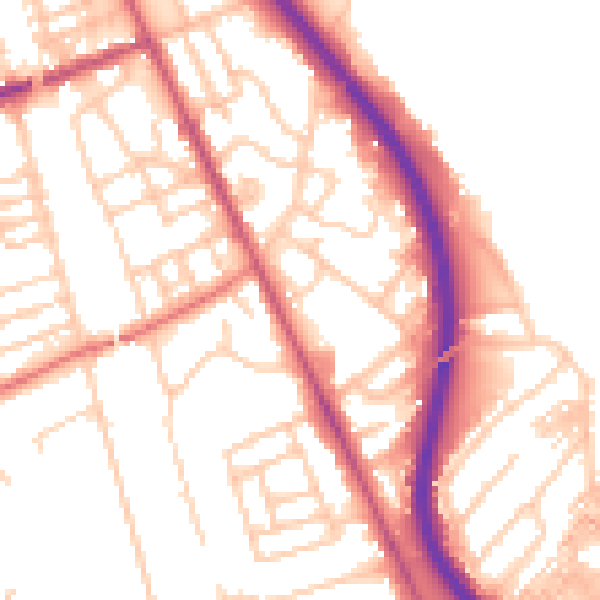 Daytime road noise heatmap for CH42 1RZ