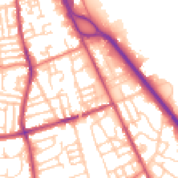Daytime road noise heatmap for CH42 2BL