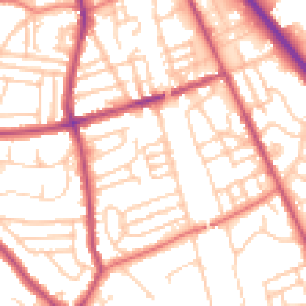 Daytime road noise heatmap for CH42 2DD
