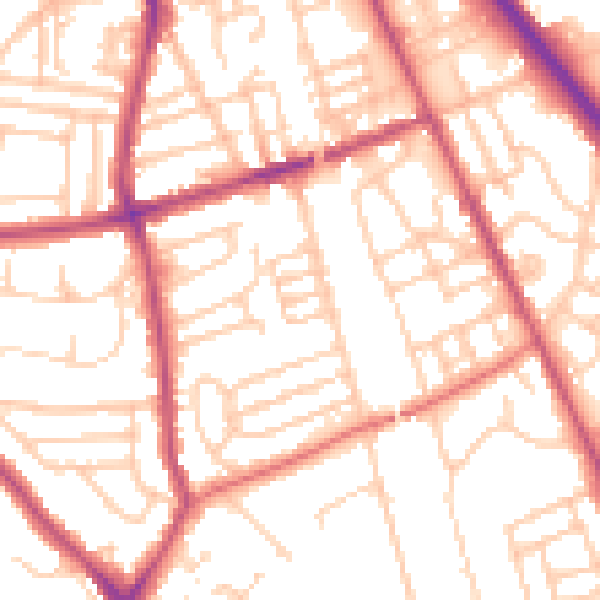 Daytime road noise heatmap for CH42 2DH