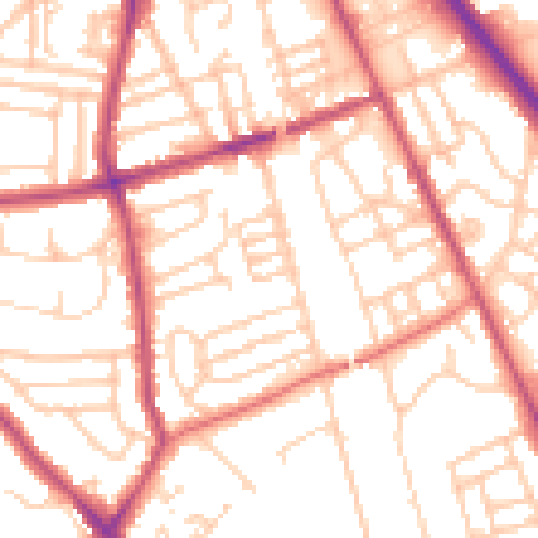 Daytime road noise heatmap for CH42 2DJ