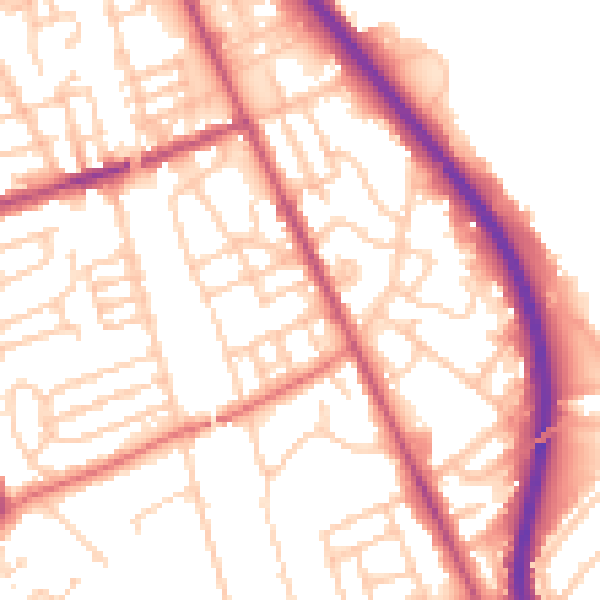 Daytime road noise heatmap for CH42 2EF