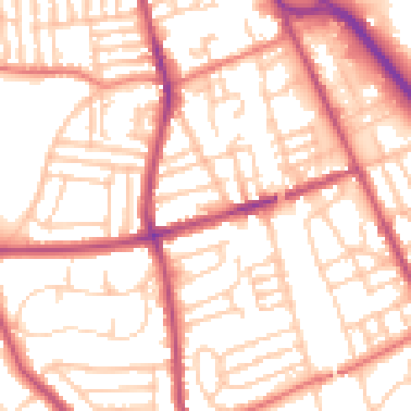 Daytime road noise heatmap for CH42 2EP