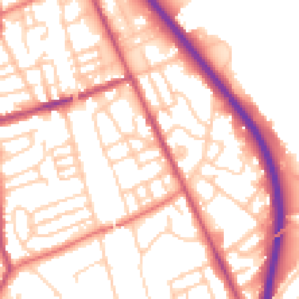 Daytime road noise heatmap for CH42 2EQ