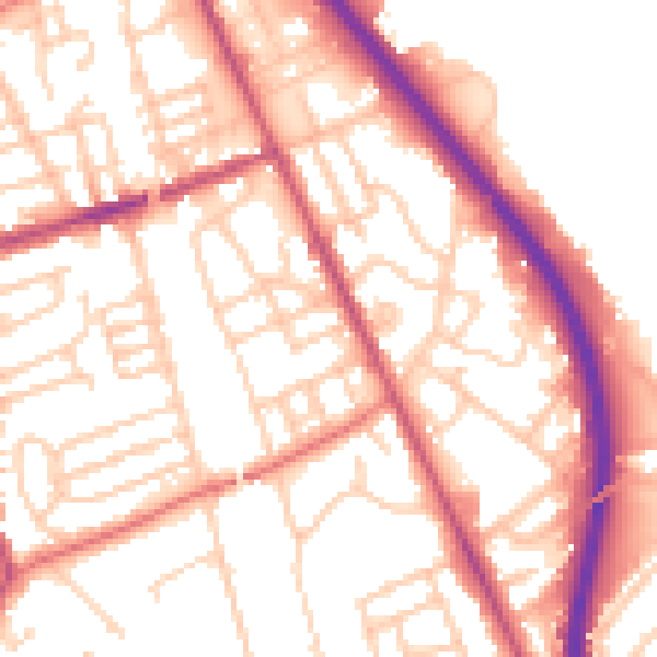 Daytime road noise heatmap for CH42 2ET