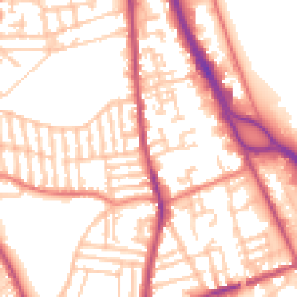 Daytime road noise heatmap for CH42 3UR