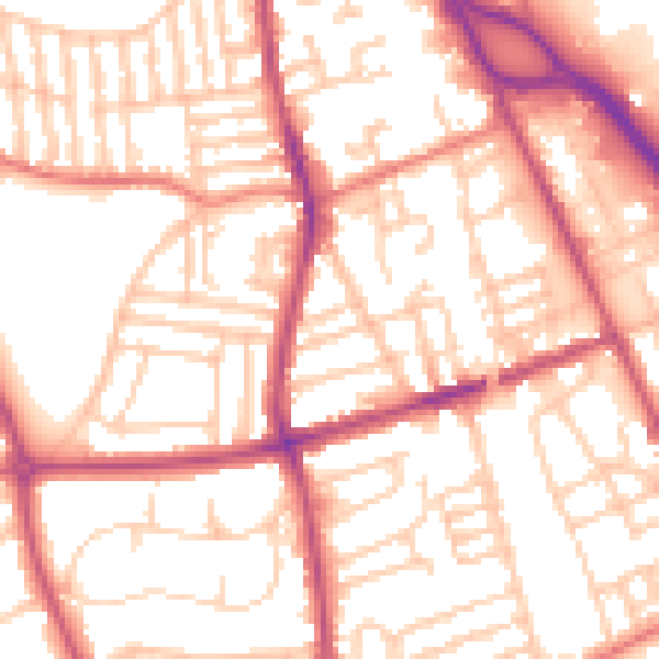 Daytime road noise heatmap for CH42 3XZ