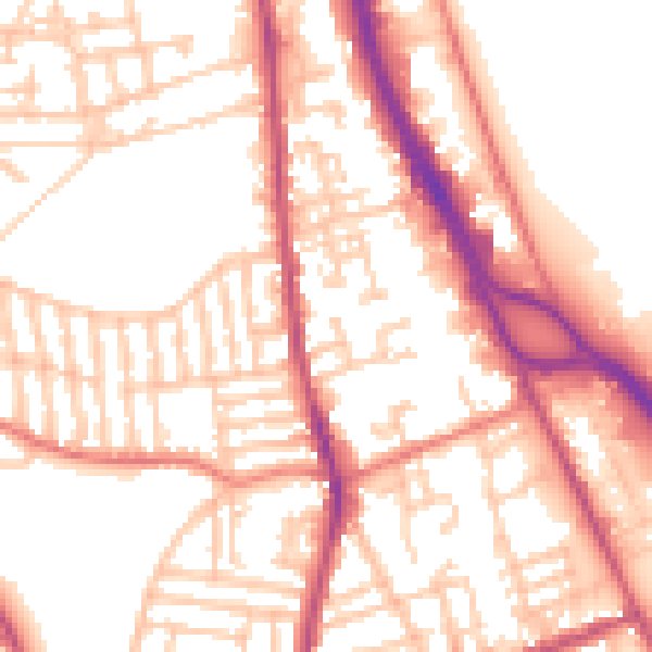 Daytime road noise heatmap for CH42 3YJ
