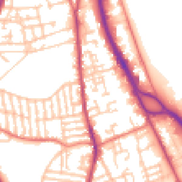 Daytime road noise heatmap for CH42 3YL