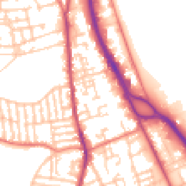 Daytime road noise heatmap for CH42 3YQ