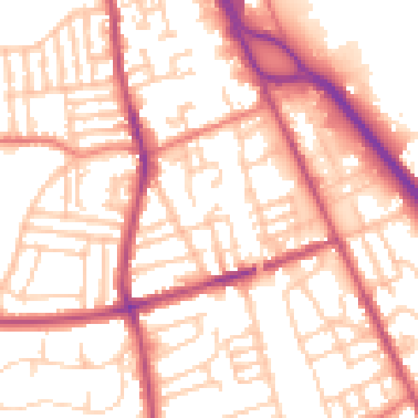 Daytime road noise heatmap for CH42 3YT