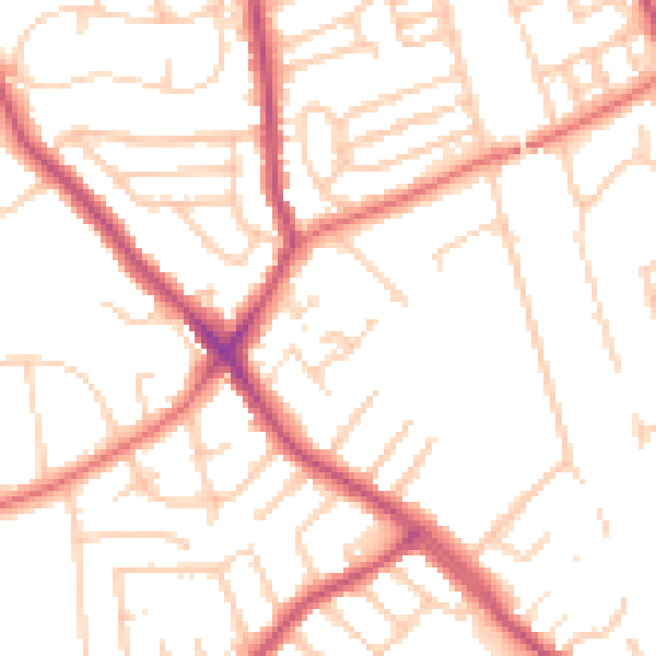 Daytime road noise heatmap for CH42 4LY