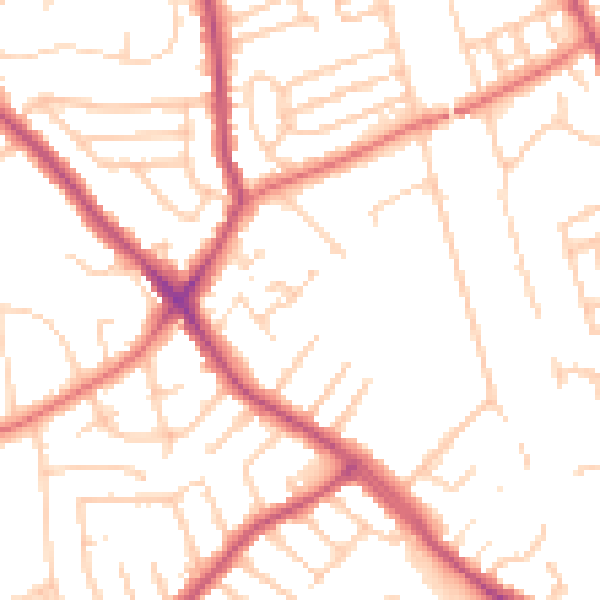 Daytime road noise heatmap for CH42 4LZ