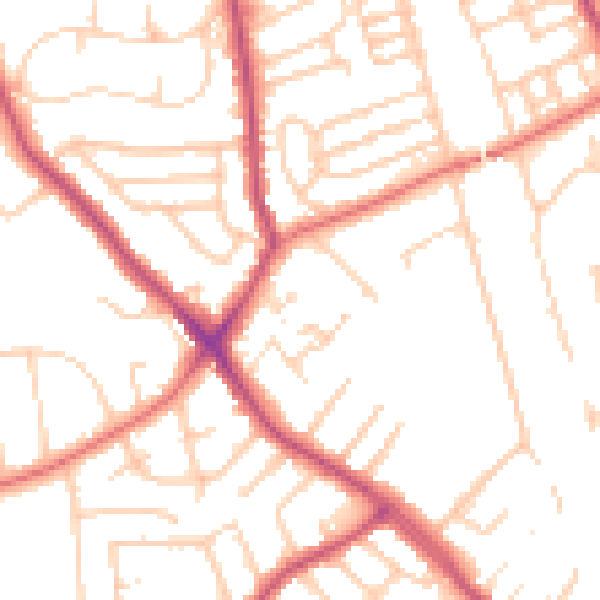 Daytime road noise heatmap for CH42 4NH