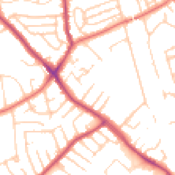Daytime road noise heatmap for CH42 4NS