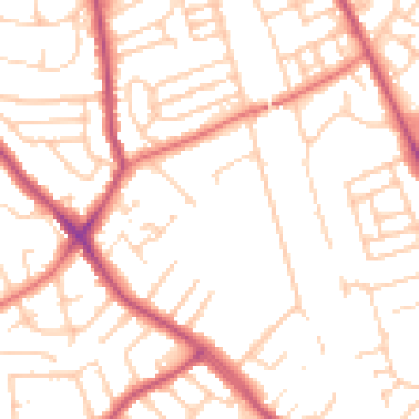 Daytime road noise heatmap for CH42 4NY
