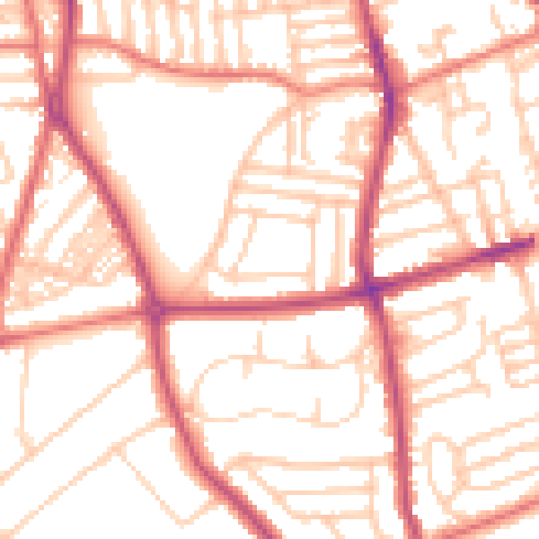 Daytime road noise heatmap for CH42 4QR