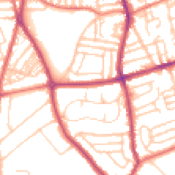 Daytime road noise heatmap for CH42 4QY