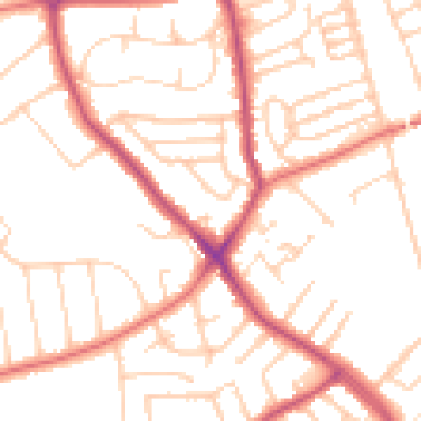 Daytime road noise heatmap for CH42 4RJ
