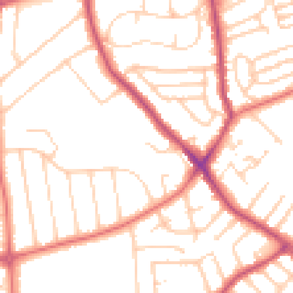 Daytime road noise heatmap for CH42 4RT