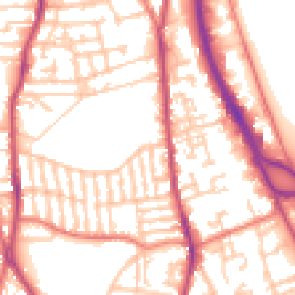 Daytime road noise heatmap for CH42 5NJ