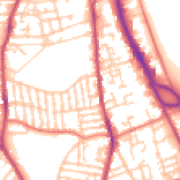 Daytime road noise heatmap for CH42 5NY