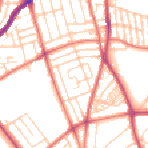 Daytime road noise heatmap for CH42 6AA