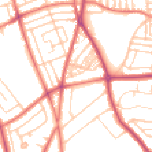 Daytime road noise heatmap for CH42 6QJ