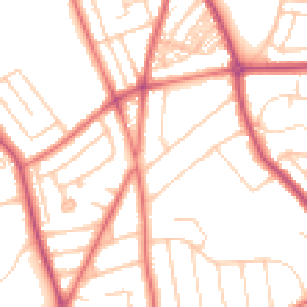 Daytime road noise heatmap for CH42 6RR