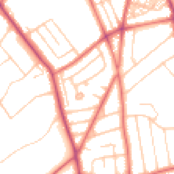 Daytime road noise heatmap for CH42 6SY