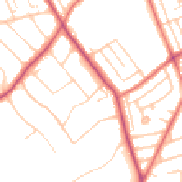 Daytime road noise heatmap for CH42 8JS